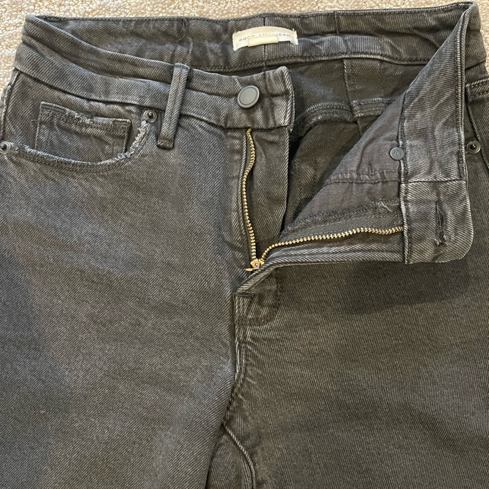 Good American Soft Tech Black Straight Leg Jeans, Good Petite Size 0, Mid-Rise - Picture 10 of 16